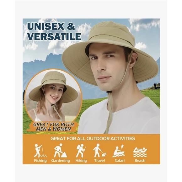 EINSKEY Wide Brim Sun Hat Summer UV Protection Beach Hat‎ Showerproof Safari Hat - Picture 2 of 9